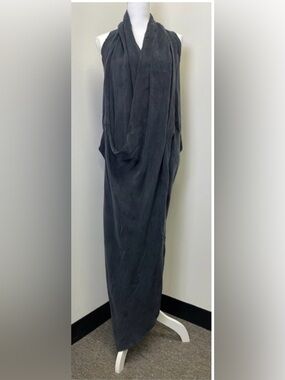 NWT KOZAN Wrap-front Tunic Dress with draping Size S Black Lagenlook